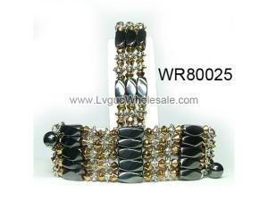 36inch Golden Crystal, Alloy, Magnetic Wrap Bracelet Necklace All in One Set